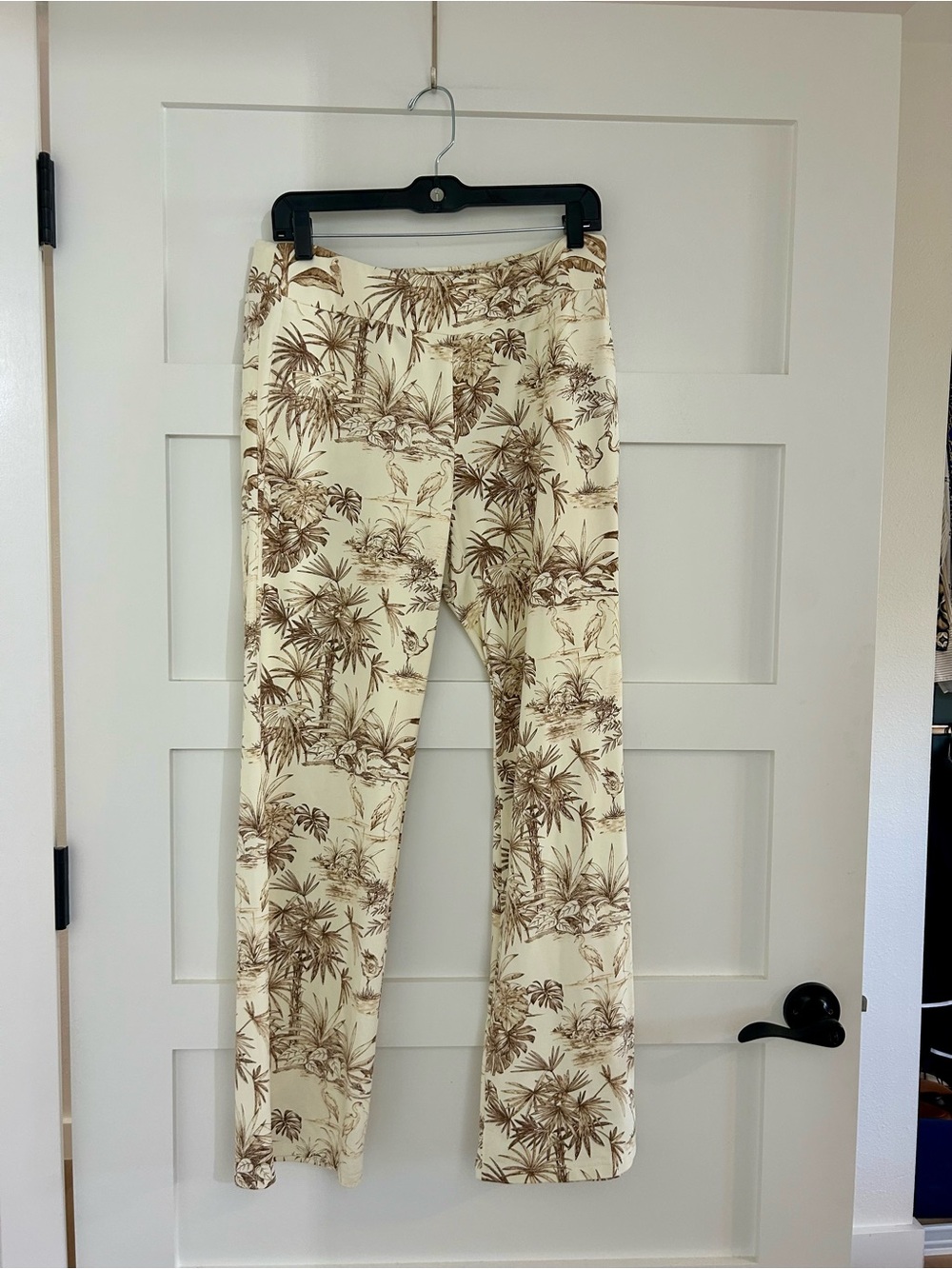 J. McLaughlin Cream Pants with Brown Carmel Style Pant Size L
